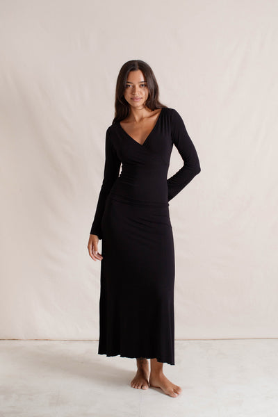 black full skirt dress BLACK CLASSIC CORSET AND FLOWING SKIRT SET | CULT MIA main image 0
