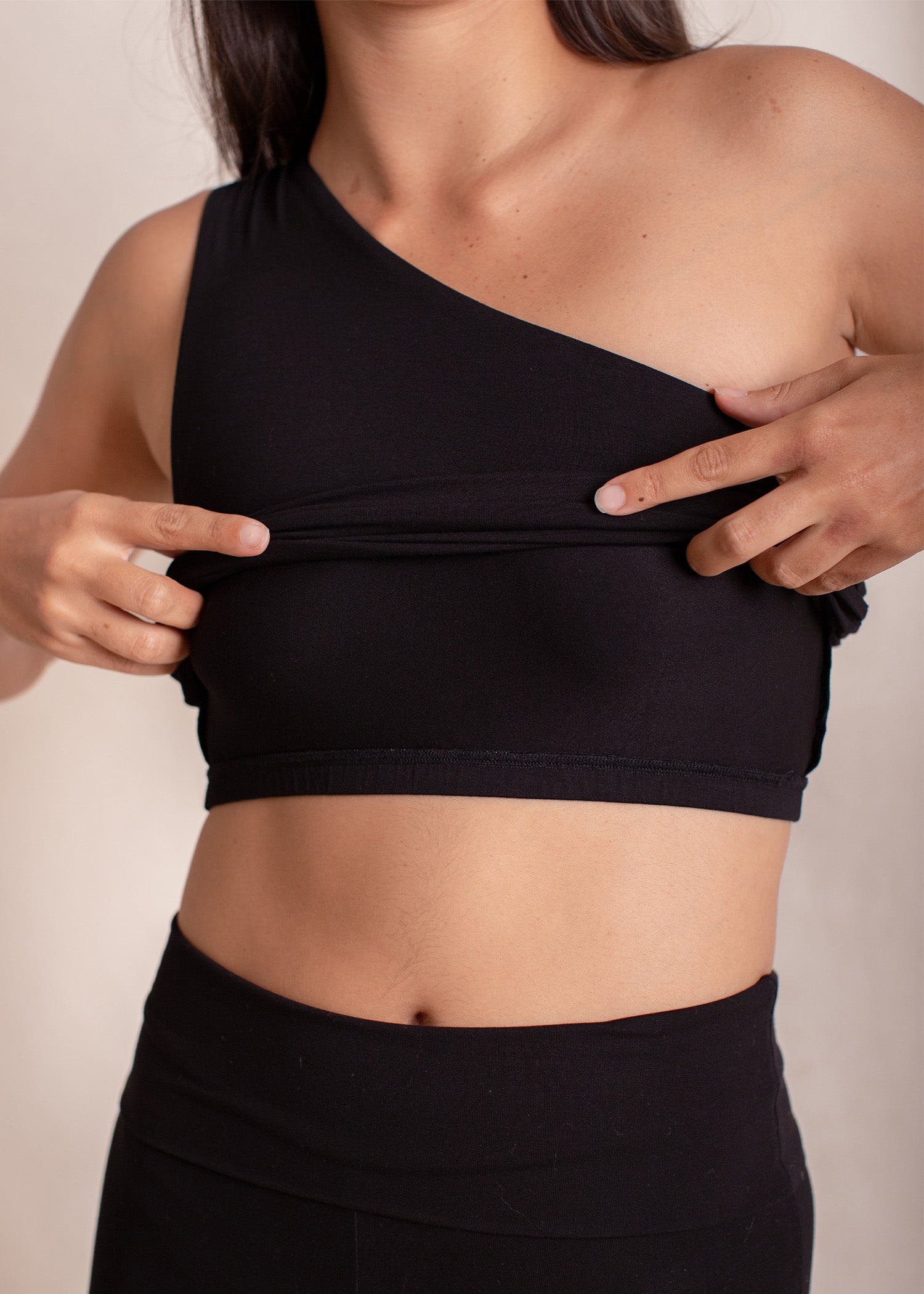 black one shoulder crop top
