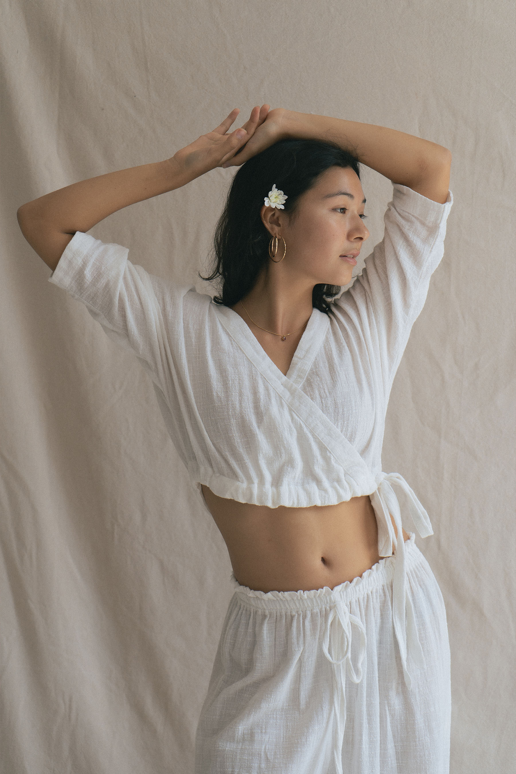 Flow Top Off White Made With Organic Cotton Gauze