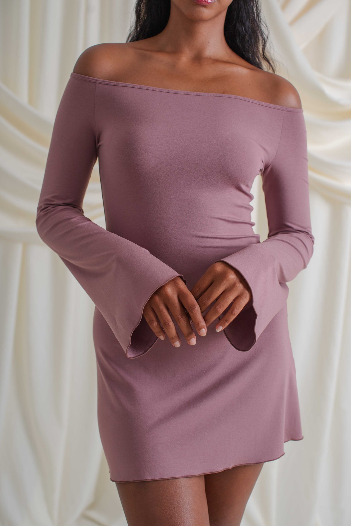 mauve dress long sleeve Frida –Indigo Luna Store fpendofbf25 Betty Asymmetric Floral Print Sheer fabric offers stylish Color:BROWN SUEDE