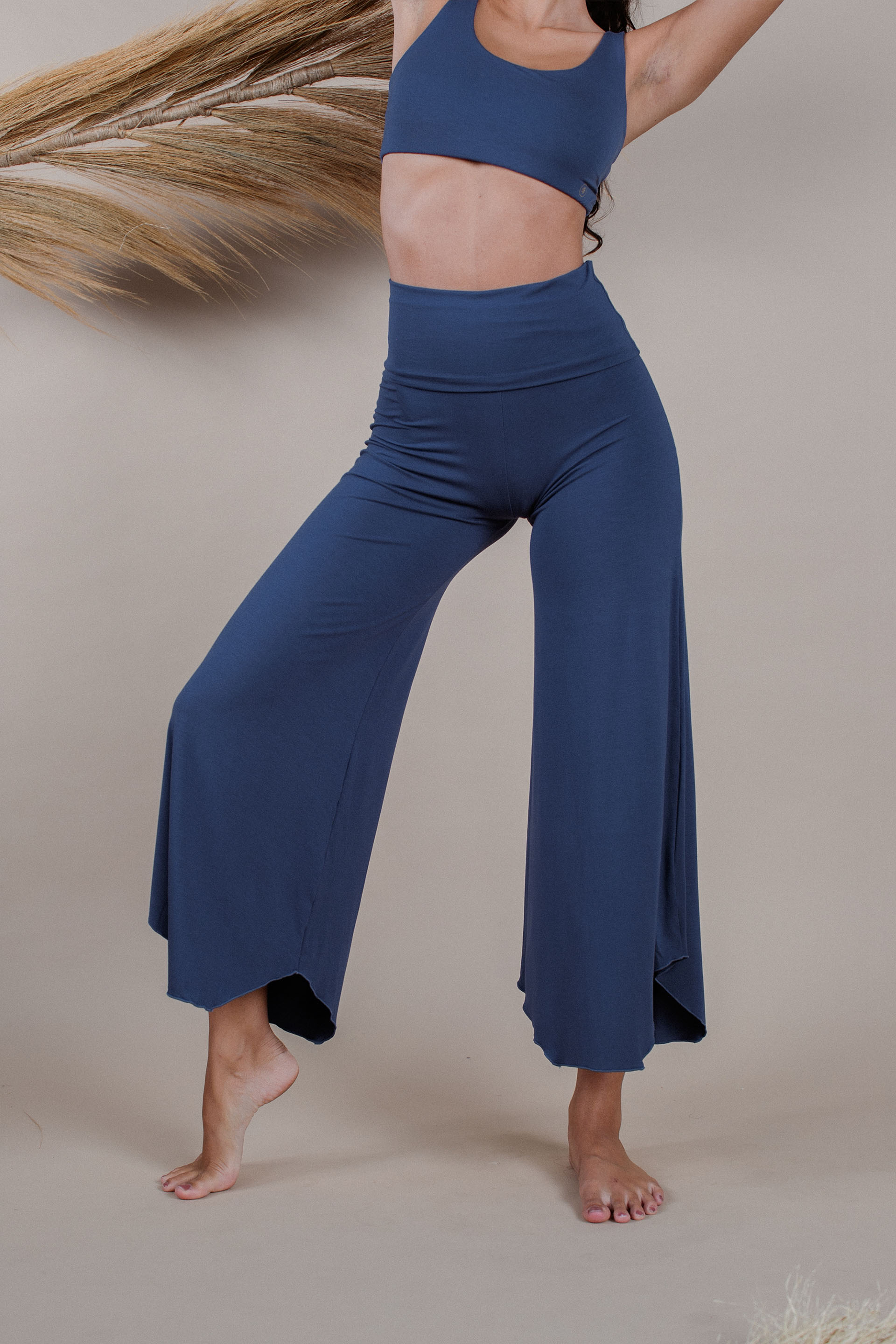 Flared Bottom Yoga Dance Pants in Caribbean Blue