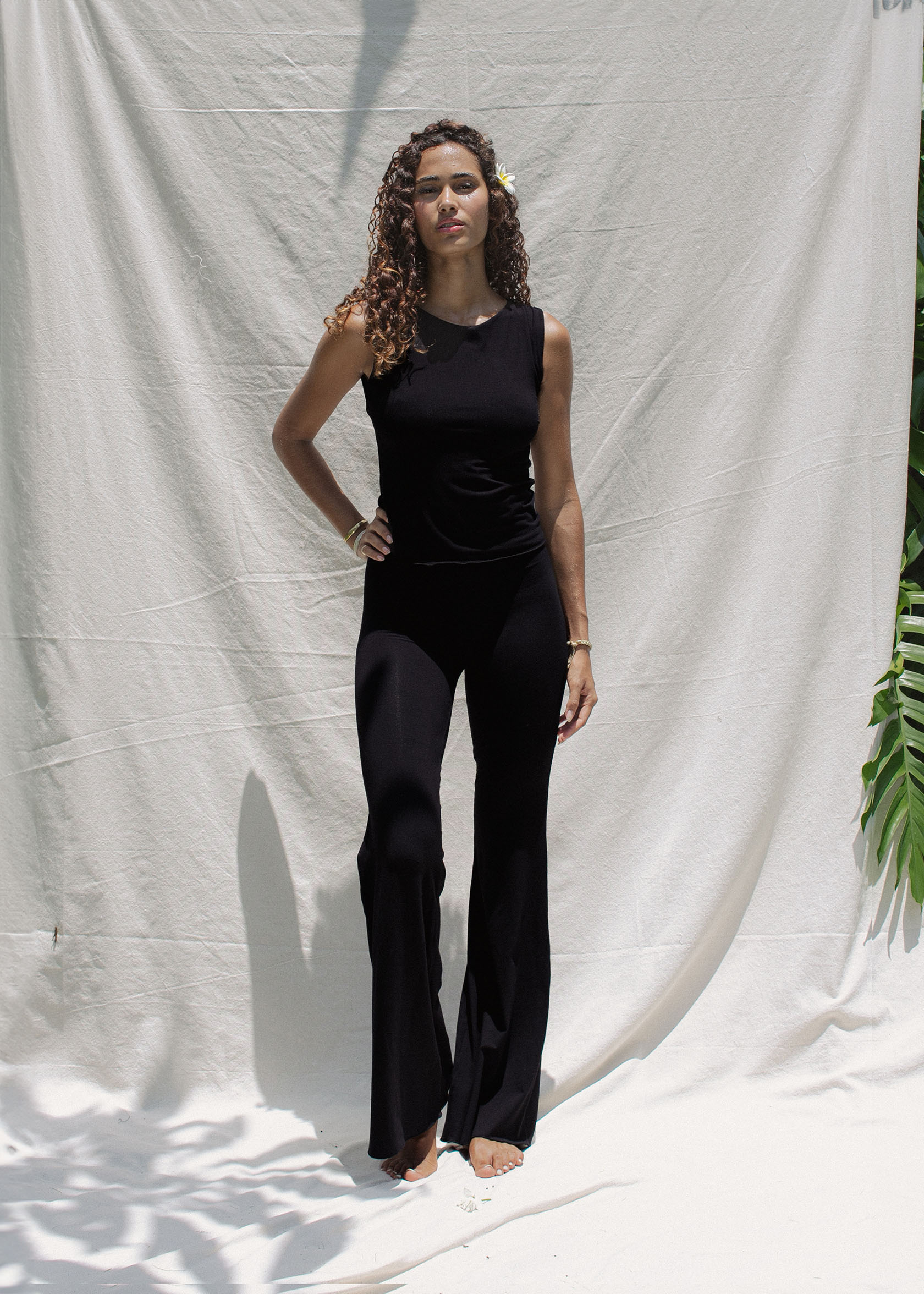 nala Linen like balloon tops ブラック4way nala Linen like balloon