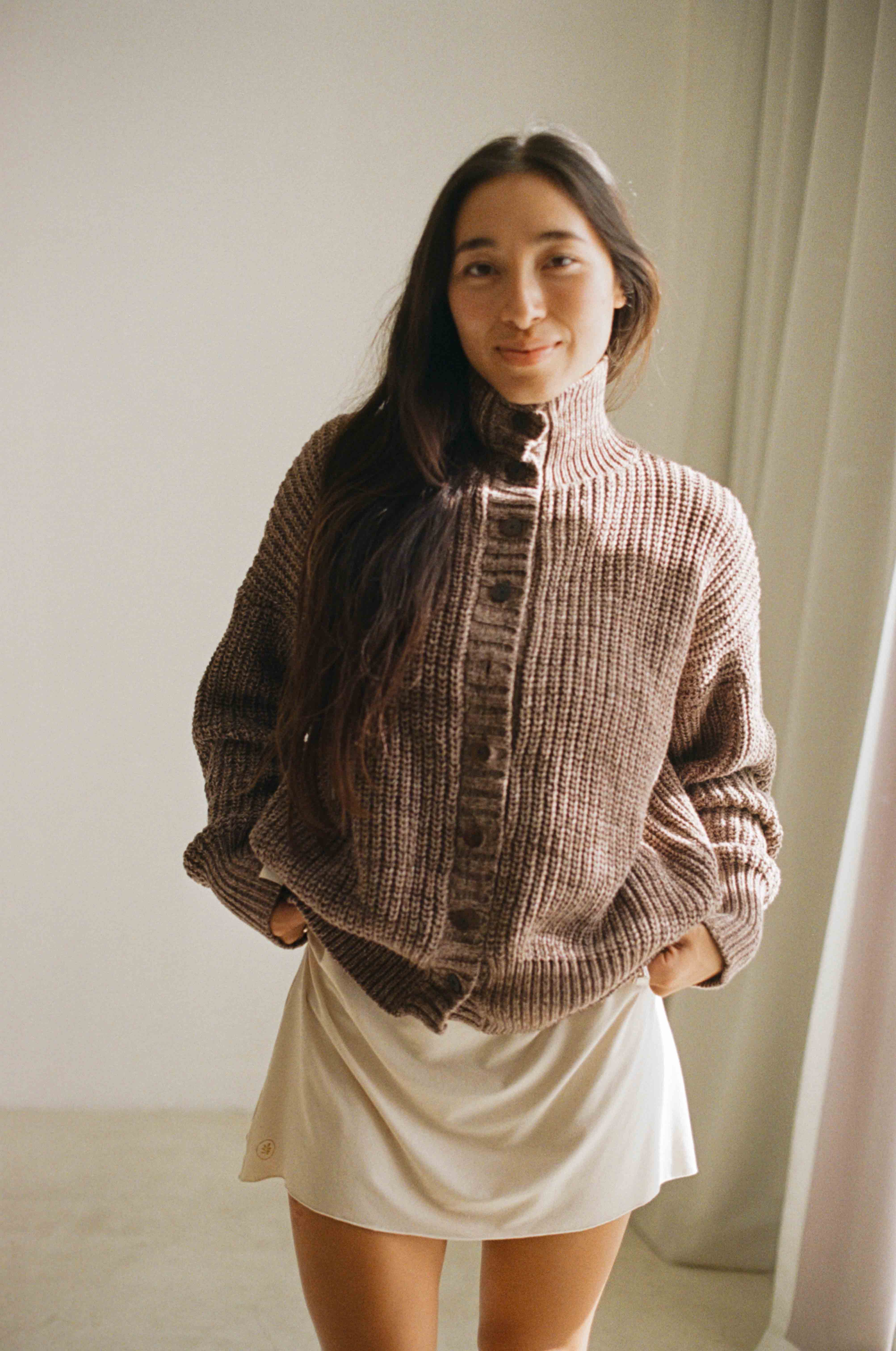 Indigo Luna ベージュ オーガニック ニットカーディガン 長袖 Elemental Cardi Hazel –Indigo Luna Store