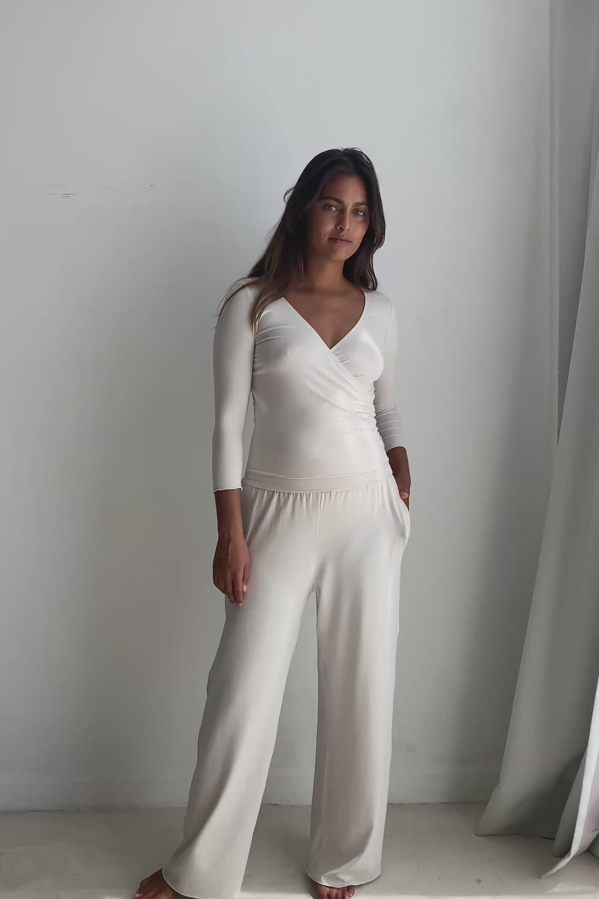 Haley is wearing size XS/S. Bust 87cm (34.25”), Waist 63cm (24.8”), Hips 92cm (36.22”), Height 172cm (5.6”)