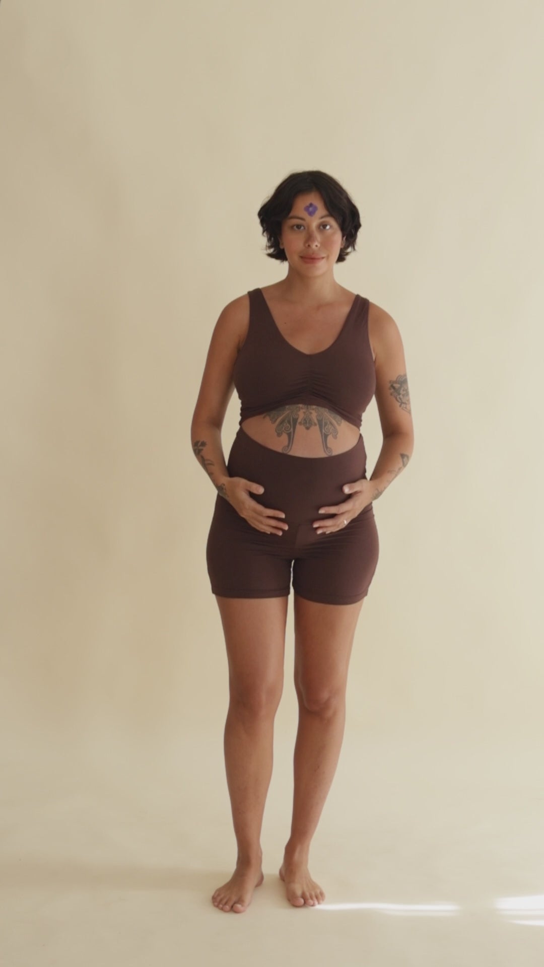 Pregnant Woman Wearing Our Moon Shorts