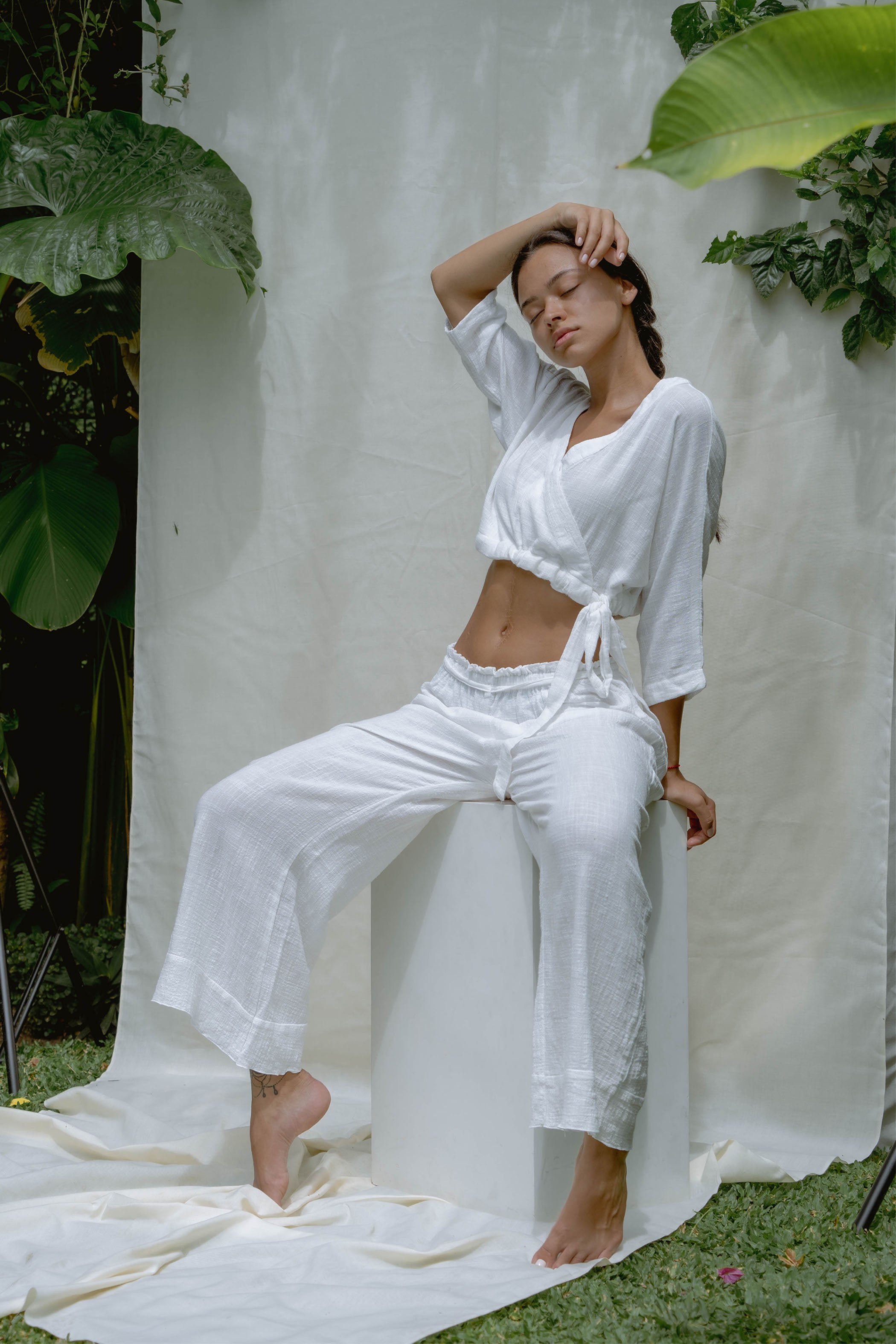 White Knit Sufi Pant ~ Yoga / Lounge / Bohemian - Yoga Clothing by  Daughters of Culture